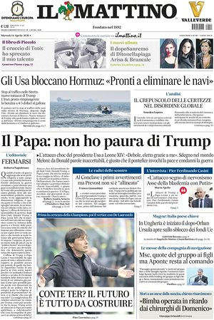 Prima pagina Il Mattino di oggi - Quotidiano nazionale