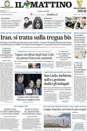 Prima pagina Il Mattino di oggi - Quotidiano nazionale