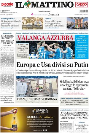 Prima pagina Il Mattino di oggi - Quotidiano nazionale