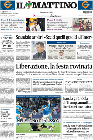 Prima pagina Il Mattino di oggi - Quotidiano nazionale