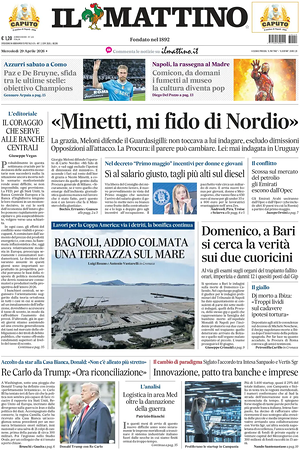 Prima pagina Il Mattino di oggi - Quotidiano nazionale