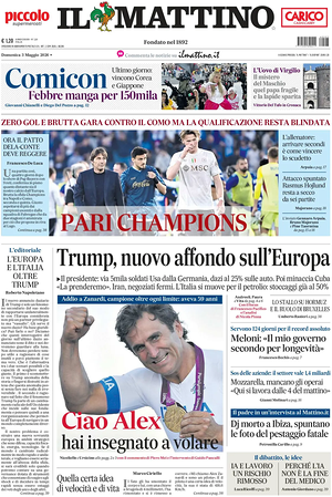 Prima pagina Il Mattino di oggi - Quotidiano nazionale