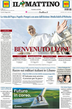 Prima pagina Il Mattino di oggi - Quotidiano nazionale