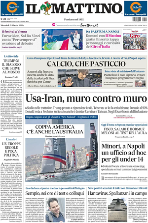 Prima pagina Il Mattino di oggi - Quotidiano nazionale