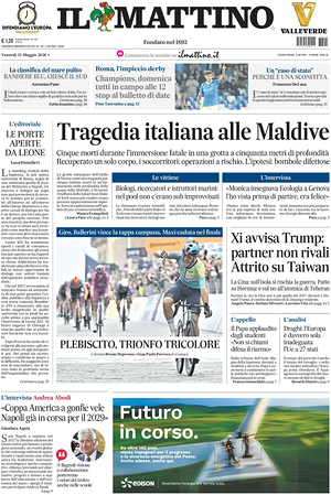 Prima pagina Il Mattino di oggi - Quotidiano nazionale