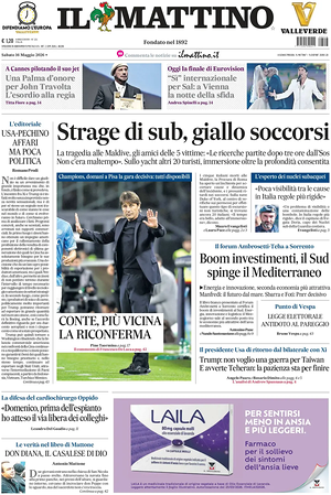 Prima pagina Il Mattino di oggi - Quotidiano nazionale