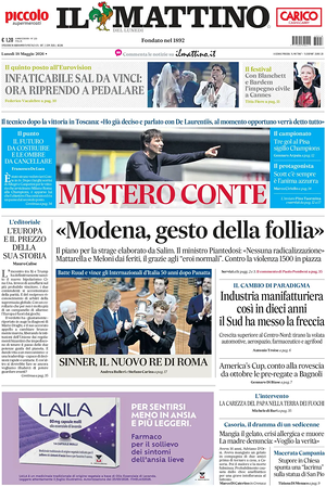 Prima pagina Il Mattino di oggi - Quotidiano nazionale