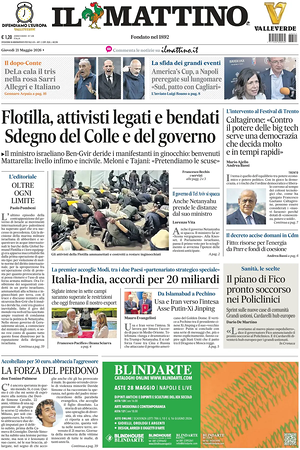 Prima pagina Il Mattino di oggi - Quotidiano nazionale
