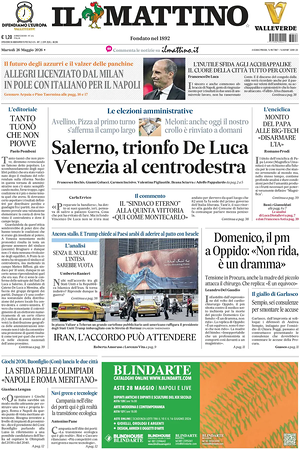 Prima pagina Il Mattino di oggi - Quotidiano nazionale