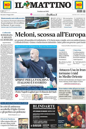 Prima pagina Il Mattino di oggi - Quotidiano nazionale