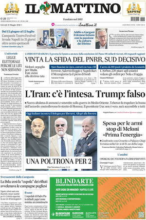 Prima pagina Il Mattino di oggi - Quotidiano nazionale