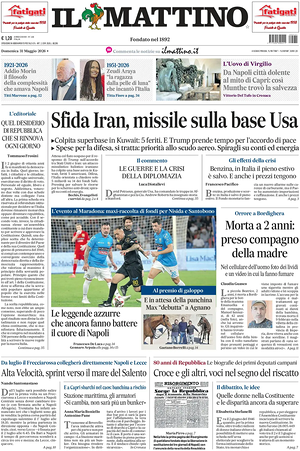 Prima pagina Il Mattino di oggi - Quotidiano nazionale