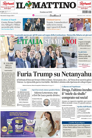 Prima pagina Il Mattino di oggi - Quotidiano nazionale