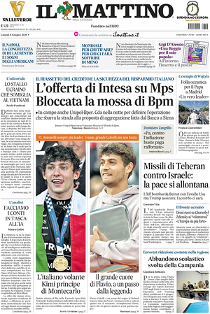 Prima pagina Il Mattino di oggi - Quotidiano nazionale