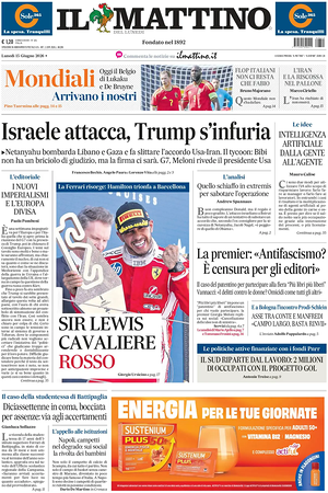 Prima pagina Il Mattino di oggi - Quotidiano nazionale
