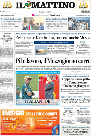 Prima pagina Il Mattino di oggi - Quotidiano nazionale