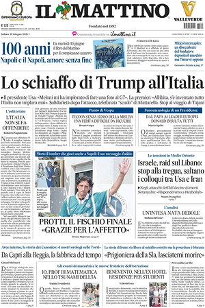 Prima pagina Il Mattino di oggi - Quotidiano nazionale