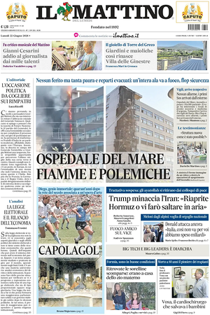 Prima pagina Il Mattino di oggi - Quotidiano nazionale