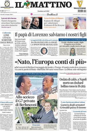Prima pagina Il Mattino di oggi - Quotidiano nazionale