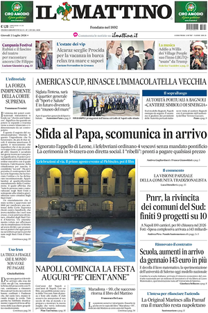 Prima pagina Il Mattino di oggi - Quotidiano nazionale