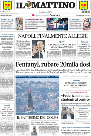 Prima pagina Il Mattino di oggi - Quotidiano nazionale