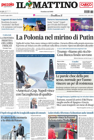 Prima pagina Il Mattino di oggi - Quotidiano nazionale