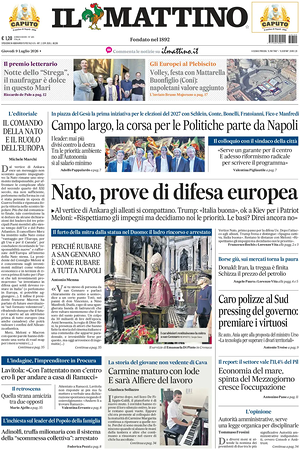 Prima pagina Il Mattino di oggi - Quotidiano nazionale