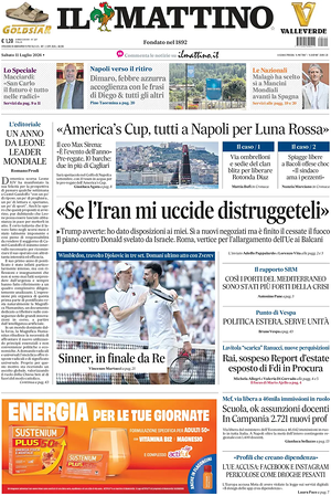 Prima pagina Il Mattino di oggi - Quotidiano nazionale
