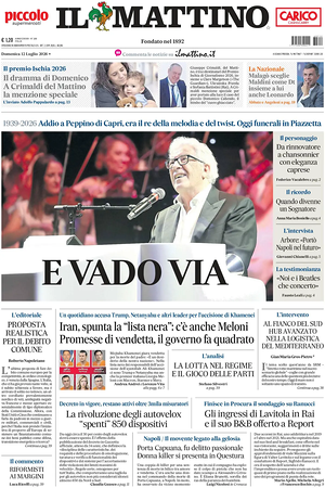 Prima pagina Il Mattino di oggi - Quotidiano nazionale
