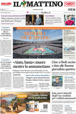 Prima pagina Il Mattino di oggi - Quotidiano nazionale