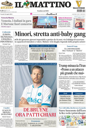 Prima pagina Il Mattino di oggi - Quotidiano nazionale