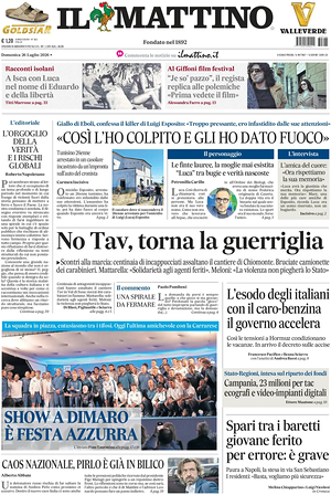 Prima pagina Il Mattino di oggi - Quotidiano nazionale