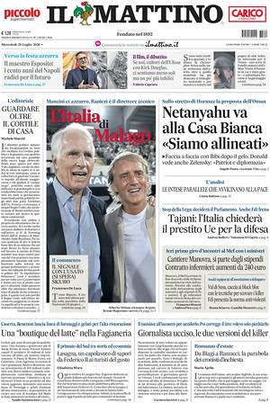 Prima pagina Il Mattino di oggi - Quotidiano nazionale
