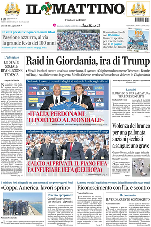 Prima pagina Il Mattino di oggi - Quotidiano nazionale