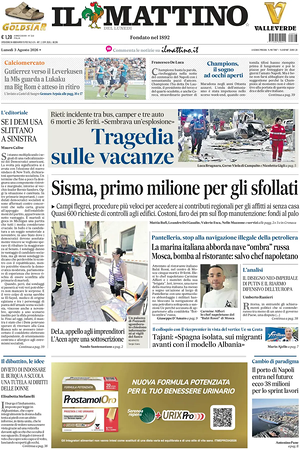 Prima pagina Il Mattino di oggi - Quotidiano nazionale