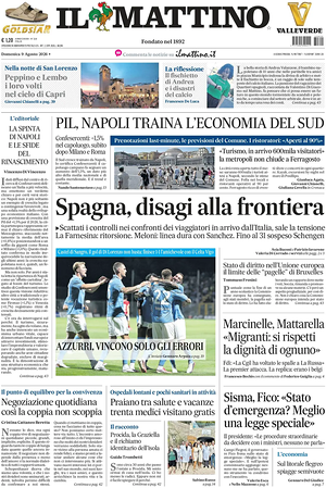 Prima pagina Il Mattino di oggi - Quotidiano nazionale