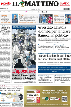 Prima pagina Il Mattino di oggi - Quotidiano nazionale