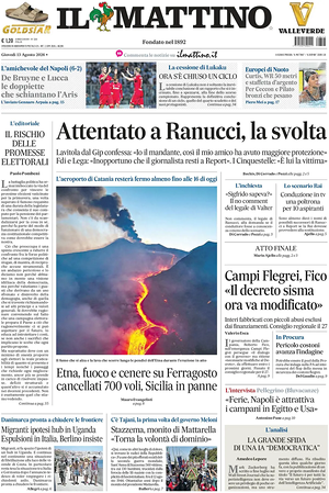 Prima pagina Il Mattino di oggi - Quotidiano nazionale
