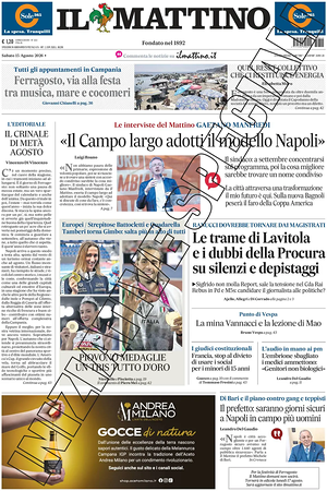 Prima pagina Il Mattino di oggi - Quotidiano nazionale