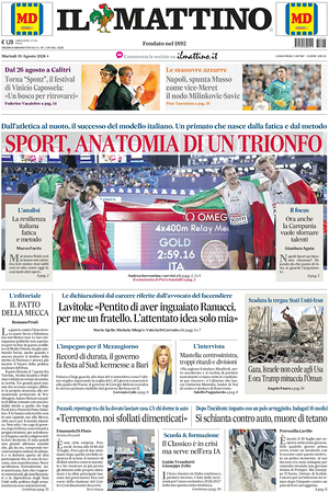Prima pagina Il Mattino di oggi - Quotidiano nazionale