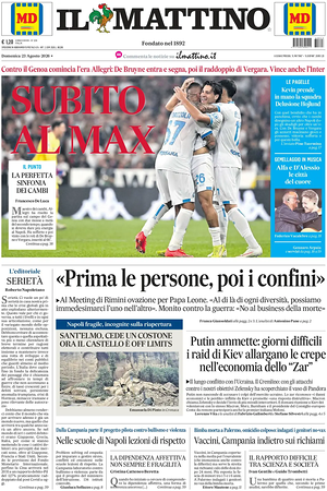 Prima pagina Il Mattino di oggi - Quotidiano nazionale