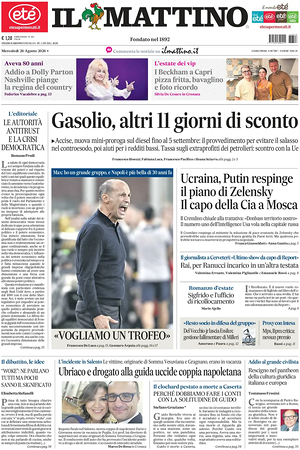 Prima pagina Il Mattino di oggi - Quotidiano nazionale