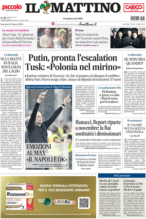 Prima pagina Il Mattino di oggi - Quotidiano nazionale