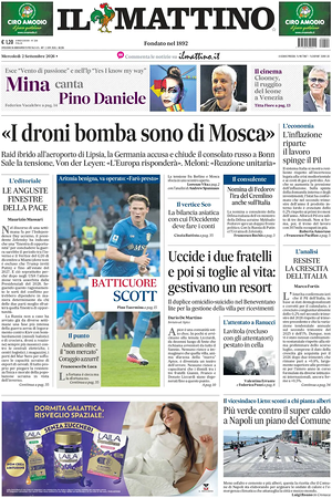 Prima pagina Il Mattino di oggi - Quotidiano nazionale