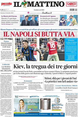Prima pagina Il Mattino di oggi - Quotidiano nazionale