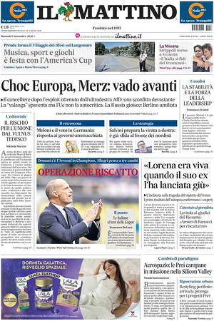 Prima pagina Il Mattino di oggi - Quotidiano nazionale