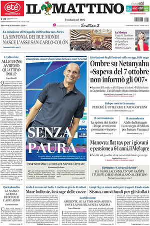Prima pagina Il Mattino di oggi - Quotidiano nazionale