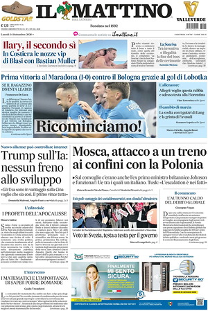 Prima pagina Il Mattino di oggi - Quotidiano nazionale