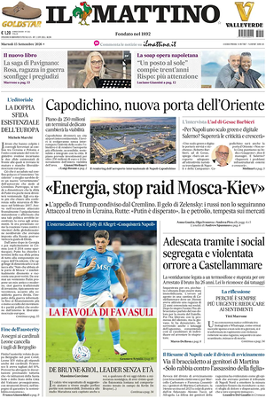 Prima pagina Il Mattino di oggi - Quotidiano nazionale