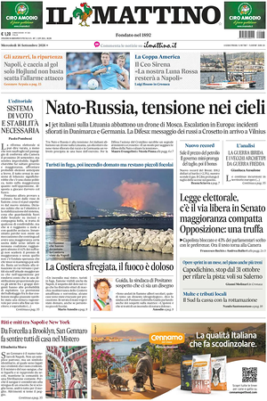Prima pagina Il Mattino di oggi - Quotidiano nazionale